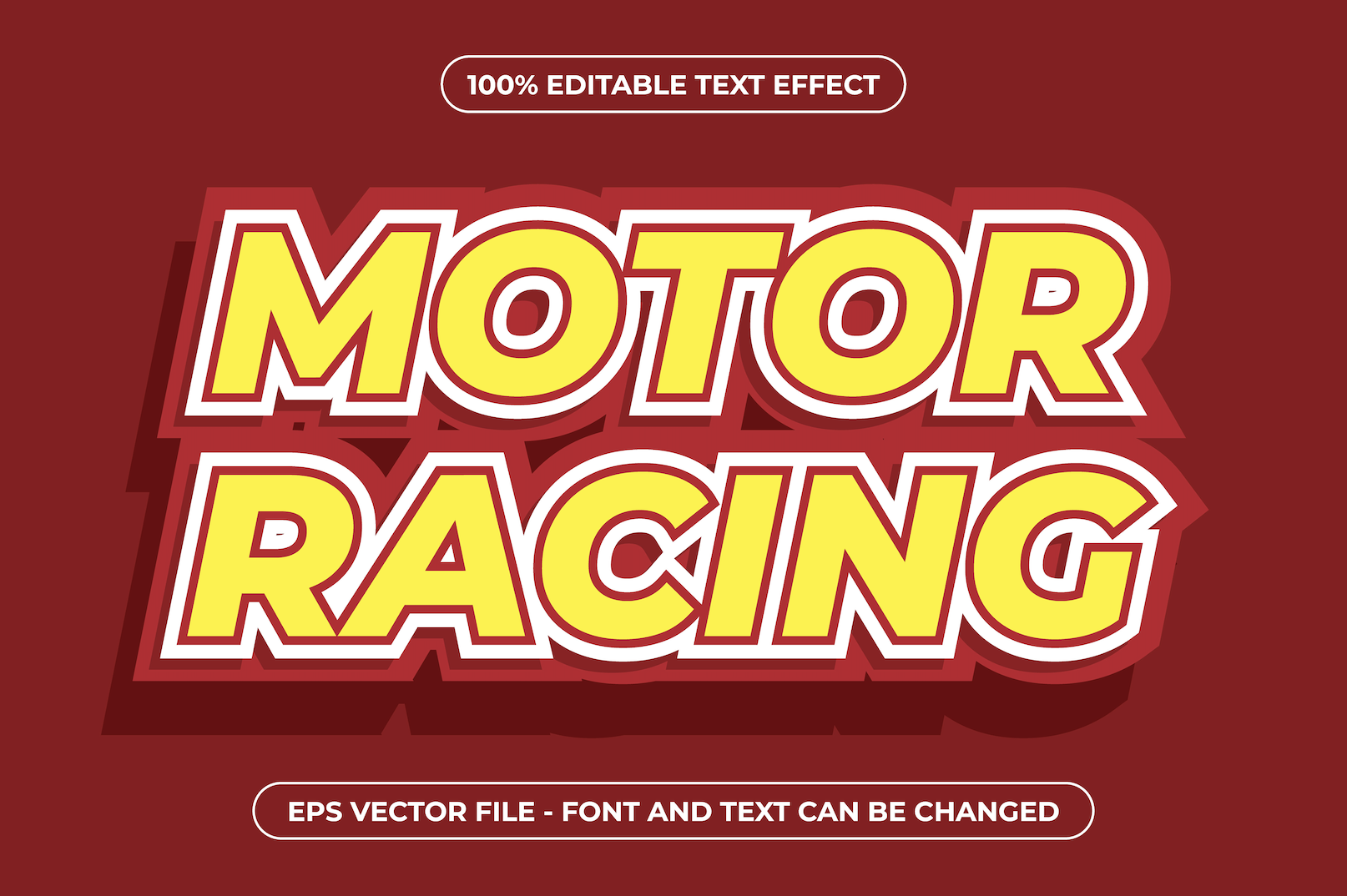 Editable bold motor racing text effect sporty vector typography design